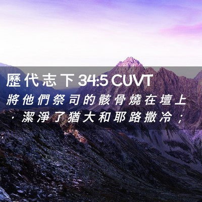 Picture 02 - 歷 代 志 下 34:5 CUVT - 將 他 們 祭 司 的 骸 骨 燒 在 壇 上 - Bible Verse Picture