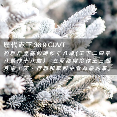 Picture 02 - 歷 代 志 下 36:9 CUVT - 約 雅 斤 登 基 的 時 候 年 八 歲 ( 王 - Bible Verse Picture