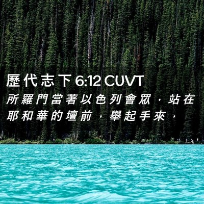 Picture 02 - 歷 代 志 下 6:12 CUVT - 所 羅 門 當 著 以 色 列 會 眾 ， 站 - Bible Verse Picture