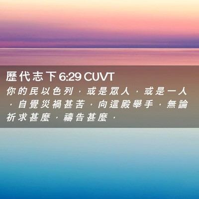 Picture 02 - 歷 代 志 下 6:29 CUVT - 你 的 民 以 色 列 ， 或 是 眾 人 ， - Bible Verse Picture