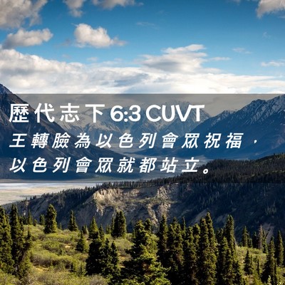 Picture 02 - 歷 代 志 下 6:3 CUVT - 王 轉 臉 為 以 色 列 會 眾 祝 福 ， - Bible Verse Picture