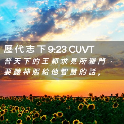 Picture 02 - 歷 代 志 下 9:23 CUVT - 普 天 下 的 王 都 求 見 所 羅 門 ， - Bible Verse Picture
