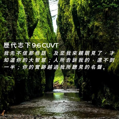 Picture 02 - 歷 代 志 下 9:6 CUVT - 我 先 不 信 那 些 話 ， 及 至 我 來 - Bible Verse Picture