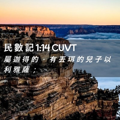 Picture 02 - 民 數 記 1:14 CUVT - 屬 迦 得 的 ， 有 丟 珥 的 兒 子 以 - Bible Verse Picture