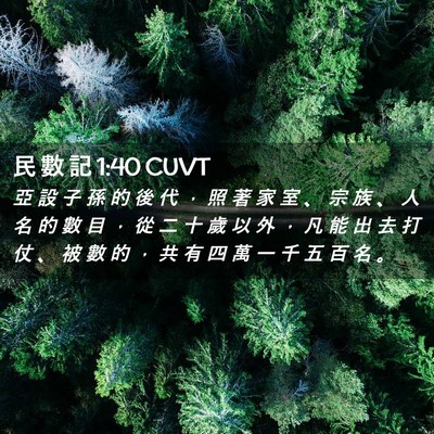 Picture 02 - 民 數 記 1:40 CUVT - 亞 設 子 孫 的 後 代 ， 照 著 家 室 - Bible Verse Picture