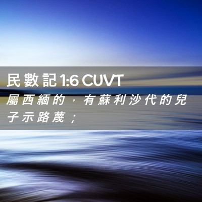 Picture 02 - 民 數 記 1:6 CUVT - 屬 西 緬 的 ， 有 蘇 利 沙 代 的 兒 - Bible Verse Picture