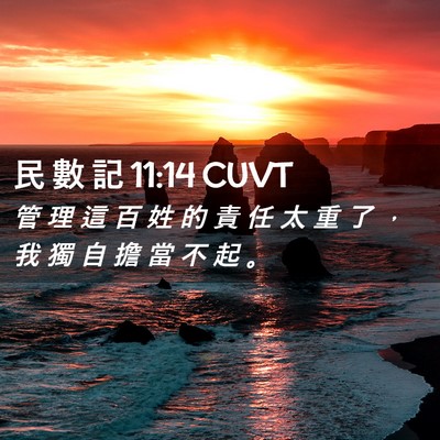 Picture 02 - 民 數 記 11:14 CUVT - 管 理 這 百 姓 的 責 任 太 重 了 ， - Bible Verse Picture