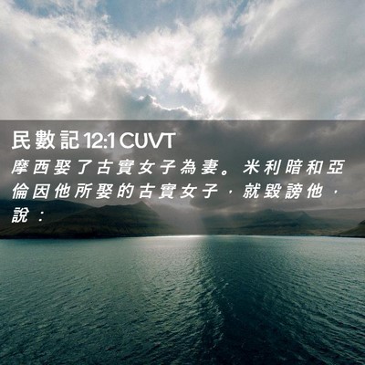 Picture 02 - 民 數 記 12:1 CUVT - 摩 西 娶 了 古 實 女 子 為 妻 。 米 - Bible Verse Picture