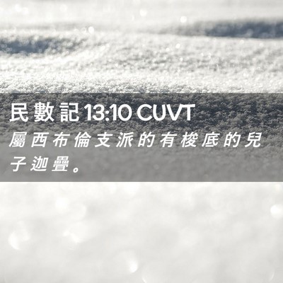 Picture 02 - 民 數 記 13:10 CUVT - 屬 西 布 倫 支 派 的 有 梭 底 的 兒 - Bible Verse Picture