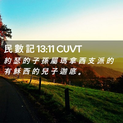 Picture 02 - 民 數 記 13:11 CUVT - 約 瑟 的 子 孫 屬 瑪 拿 西 支 派 的 - Bible Verse Picture