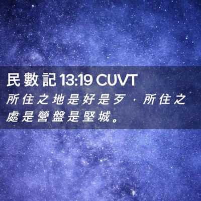Picture 02 - 民 數 記 13:19 CUVT - 所 住 之 地 是 好 是 歹 ， 所 住 之 - Bible Verse Picture