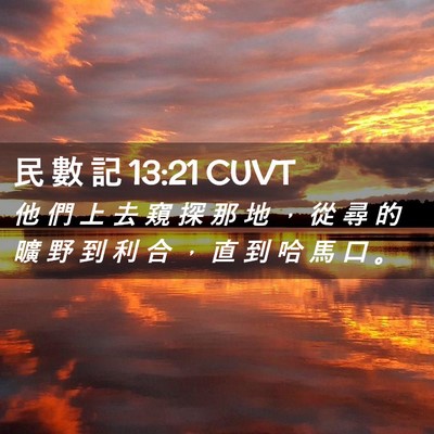Picture 02 - 民 數 記 13:21 CUVT - 他 們 上 去 窺 探 那 地 ， 從 尋 的 - Bible Verse Picture
