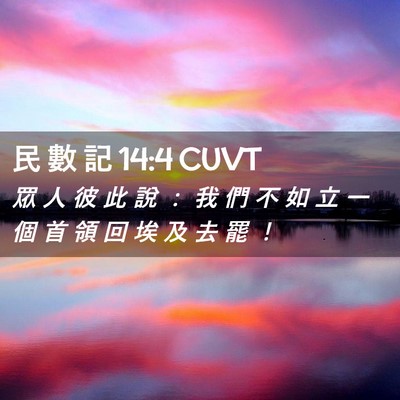 Picture 02 - 民 數 記 14:4 CUVT - 眾 人 彼 此 說 ： 我 們 不 如 立 一 - Bible Verse Picture