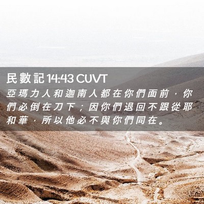 Picture 02 - 民 數 記 14:43 CUVT - 亞 瑪 力 人 和 迦 南 人 都 在 你 們 - Bible Verse Picture