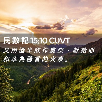 Picture 02 - 民 數 記 15:10 CUVT - 又 用 酒 半 欣 作 奠 祭 ， 獻 給 耶 - Bible Verse Picture