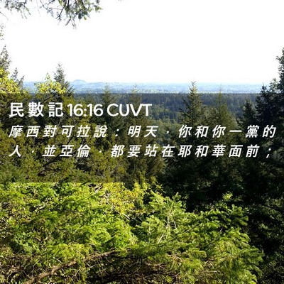 Picture 02 - 民 數 記 16:16 CUVT - 摩 西 對 可 拉 說 ： 明 天 ， 你 和 - Bible Verse Picture