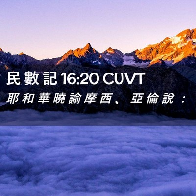 Picture 02 - 民 數 記 16:20 CUVT - 耶 和 華 曉 諭 摩 西 、 亞 倫 說 - Bible Verse Picture