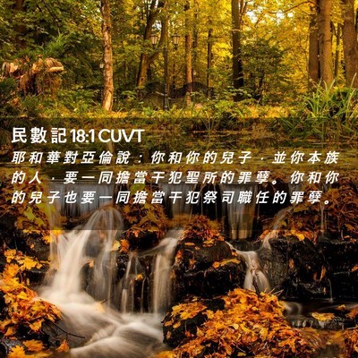 Picture 02 - 民 數 記 18:1 CUVT - 耶 和 華 對 亞 倫 說 ： 你 和 你 的 - Bible Verse Picture