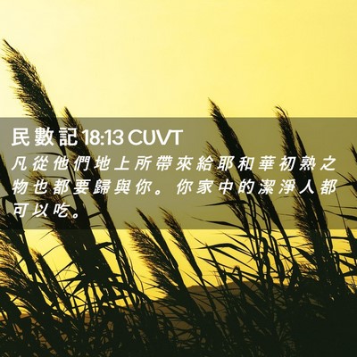 Picture 02 - 民 數 記 18:13 CUVT - 凡 從 他 們 地 上 所 帶 來 給 耶 和 - Bible Verse Picture