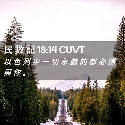 Picture 02 - 民 數 記 18:14 CUVT - 以 色 列 中 一 切 永 獻 的 都 必 歸 - Bible Verse Picture