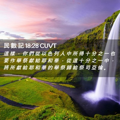 Picture 02 - 民 數 記 18:28 CUVT - 這 樣 ， 你 們 從 以 色 列 人 中 所 - Bible Verse Picture