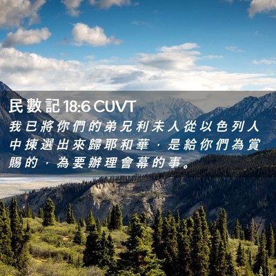 Picture 02 - 民 數 記 18:6 CUVT - 我 已 將 你 們 的 弟 兄 利 未 人 從 - Bible Verse Picture