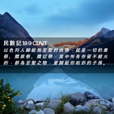 Picture 02 - 民 數 記 18:9 CUVT - 以 色 列 人 歸 給 我 至 聖 的 供 物 - Bible Verse Picture