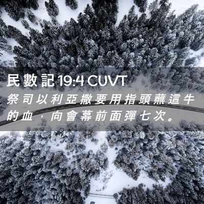 Picture 02 - 民 數 記 19:4 CUVT - 祭 司 以 利 亞 撒 要 用 指 頭 蘸 這 - Bible Verse Picture