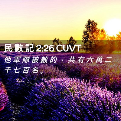 Picture 02 - 民 數 記 2:26 CUVT - 他 軍 隊 被 數 的 ， 共 有 六 萬 二 - Bible Verse Picture