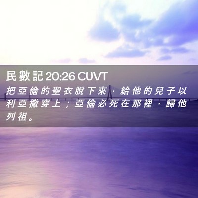 Picture 02 - 民 數 記 20:26 CUVT - 把 亞 倫 的 聖 衣 脫 下 來 ， 給 他 - Bible Verse Picture