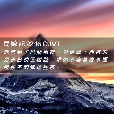 Picture 02 - 民 數 記 22:16 CUVT - 他 們 到 了 巴 蘭 那 裡 ， 對 他 說 - Bible Verse Picture
