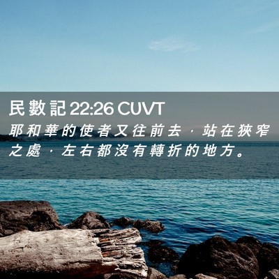 Picture 02 - 民 數 記 22:26 CUVT - 耶 和 華 的 使 者 又 往 前 去 ， 站 - Bible Verse Picture
