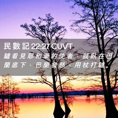 Picture 02 - 民 數 記 22:27 CUVT - 驢 看 見 耶 和 華 的 使 者 ， 就 臥 - Bible Verse Picture