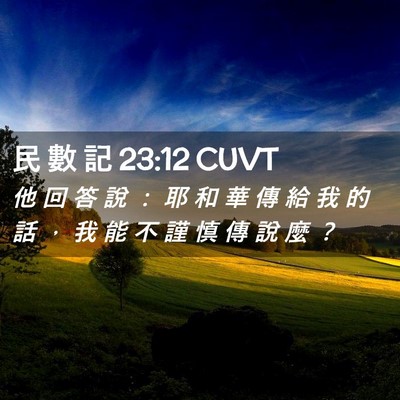 Picture 02 - 民 數 記 23:12 CUVT - 他 回 答 說 ： 耶 和 華 傳 給 我 的 - Bible Verse Picture