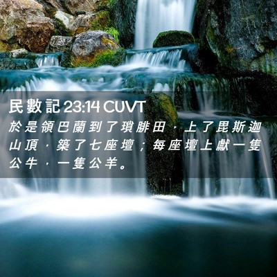 Picture 02 - 民 數 記 23:14 CUVT - 於 是 領 巴 蘭 到 了 瑣 腓 田 ， 上 - Bible Verse Picture