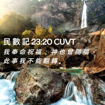 Picture 02 - 民 數 記 23:20 CUVT - 我 奉 命 祝 福 ； 神 也 曾 賜 福 ， - Bible Verse Picture