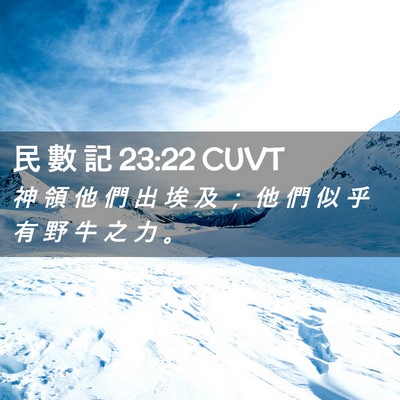Picture 02 - 民 數 記 23:22 CUVT - 神 領 他 們 出 埃 及 ； 他 們 似 乎 - Bible Verse Picture