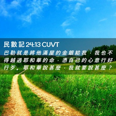 Picture 02 - 民 數 記 24:13 CUVT - 巴 勒 就 是 將 他 滿 屋 的 金 銀 給 - Bible Verse Picture