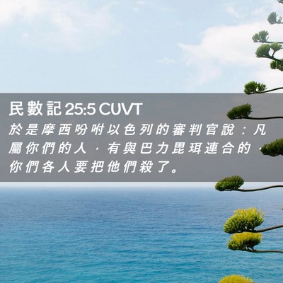 Picture 02 - 民 數 記 25:5 CUVT - 於 是 摩 西 吩 咐 以 色 列 的 審 判 - Bible Verse Picture