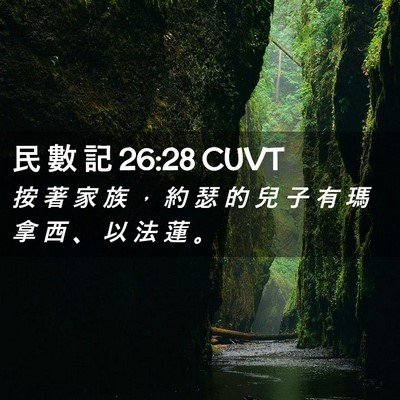 Picture 02 - 民 數 記 26:28 CUVT - 按 著 家 族 ， 約 瑟 的 兒 子 有 瑪 - Bible Verse Picture
