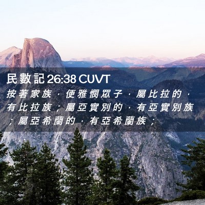 Picture 02 - 民 數 記 26:38 CUVT - 按 著 家 族 ， 便 雅 憫 眾 子 ， 屬 - Bible Verse Picture