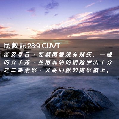 Picture 02 - 民 數 記 28:9 CUVT - 當 安 息 日 ， 要 獻 兩 隻 沒 有 殘 - Bible Verse Picture