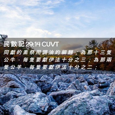 Picture 02 - 民 數 記 29:14 CUVT - 同 獻 的 素 祭 用 調 油 的 細 麵 ； - Bible Verse Picture
