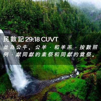 Picture 02 - 民 數 記 29:18 CUVT - 並 為 公 牛 、 公 羊 ， 和 羊 羔 ， - Bible Verse Picture