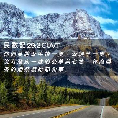 Picture 02 - 民 數 記 29:2 CUVT - 你 們 要 將 公 牛 犢 一 隻 ， 公 綿 - Bible Verse Picture