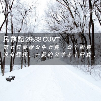 Picture 02 - 民 數 記 29:32 CUVT - 第 七 日 要 獻 公 牛 七 隻 ， 公 羊 - Bible Verse Picture