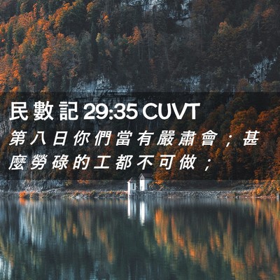 Picture 02 - 民 數 記 29:35 CUVT - 第 八 日 你 們 當 有 嚴 肅 會 ； 甚 - Bible Verse Picture