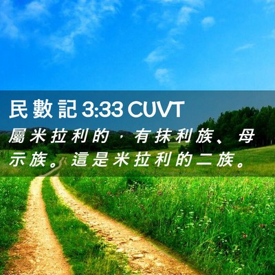 Picture 02 - 民 數 記 3:33 CUVT - 屬 米 拉 利 的 ， 有 抹 利 族 、 母 - Bible Verse Picture