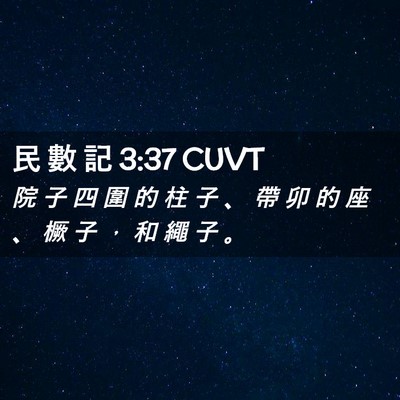 Picture 02 - 民 數 記 3:37 CUVT - 院 子 四 圍 的 柱 子 、 帶 卯 的 座 - Bible Verse Picture