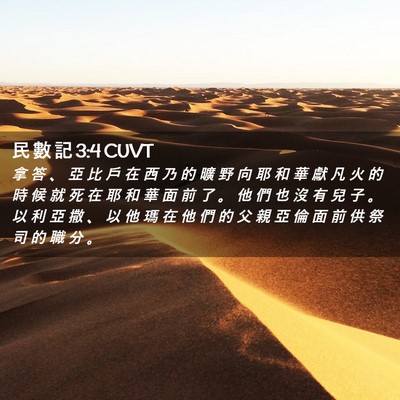 Picture 02 - 民 數 記 3:4 CUVT - 拿 答 、 亞 比 戶 在 西 乃 的 曠 野 - Bible Verse Picture